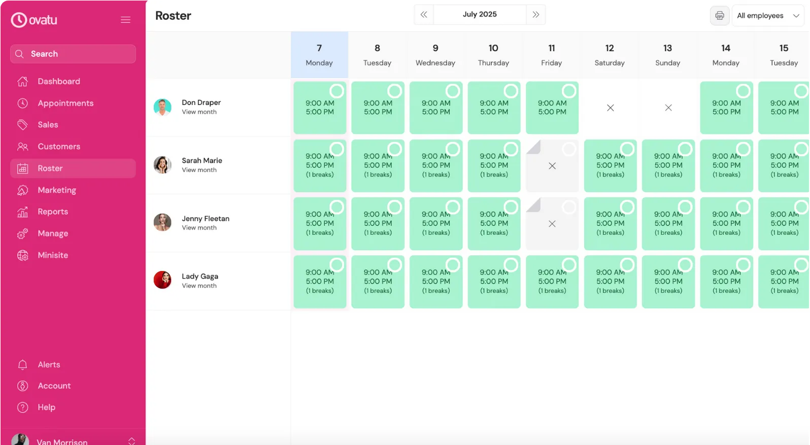 Web app employee roster